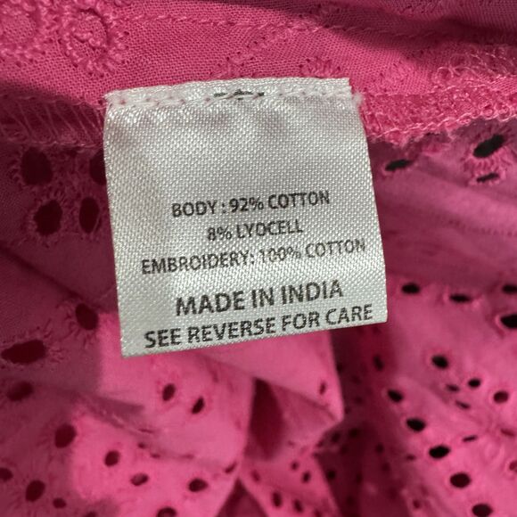 Tuckernuck Fuchsia Ruffle Eyelet Caftan Dress Women's Extra Small Pink Summer - Picture 9 of 11